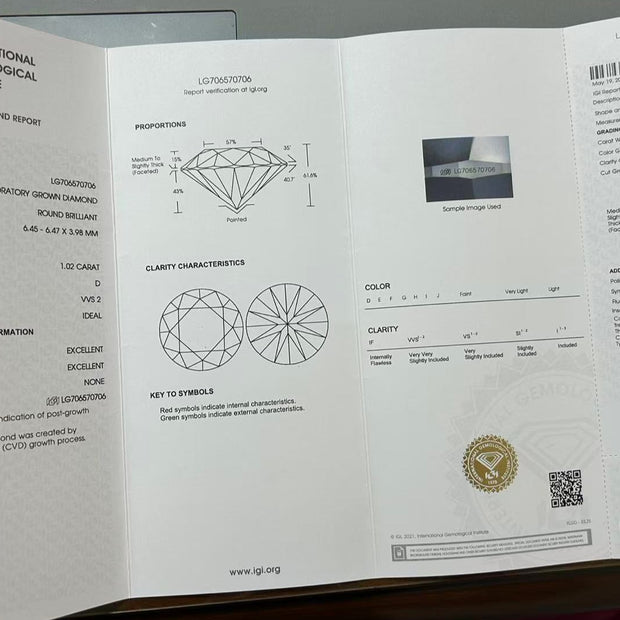 #04#1.02ct D VVS2 花のようなハローセッティングラボダイヤリング｜無改色・IGI認定ダイヤ × PT950リング