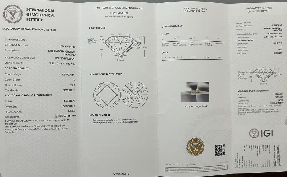 #13#1.84ct D VS1　ハイセッティング ラウンドブリリアントリング｜無改色・IGI認定ダイヤ × PT950リング