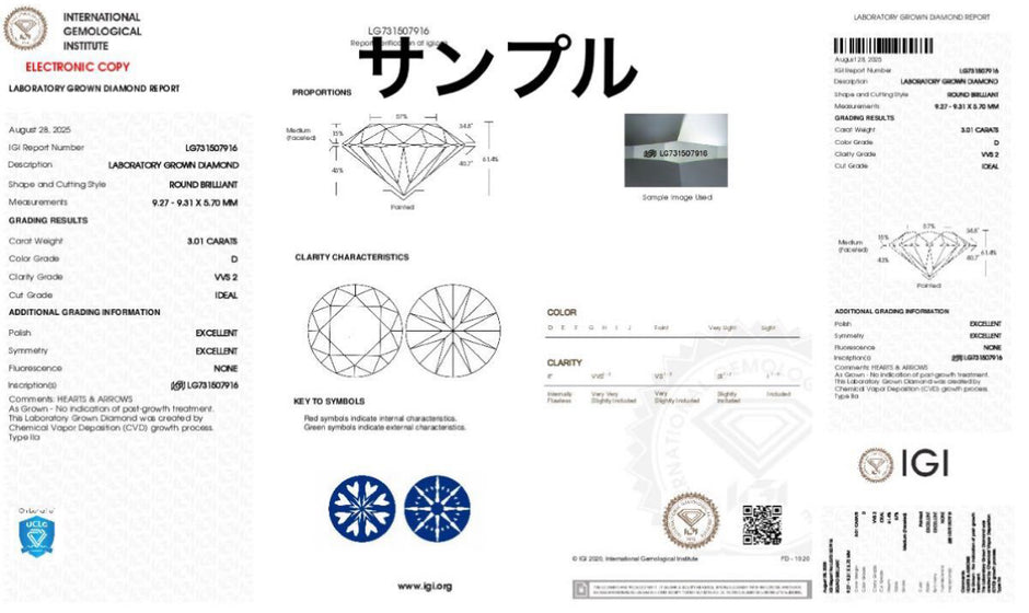 無処理 ラボダイヤ リング 3.0ct Dカラー VVS2 PT950 鑑別書付