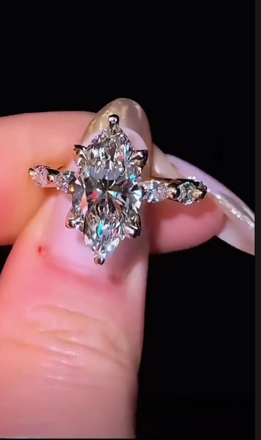 5.0ct マーキースカット ダイヤモンドリング IGI鑑定書付／無改色ラボグロウン