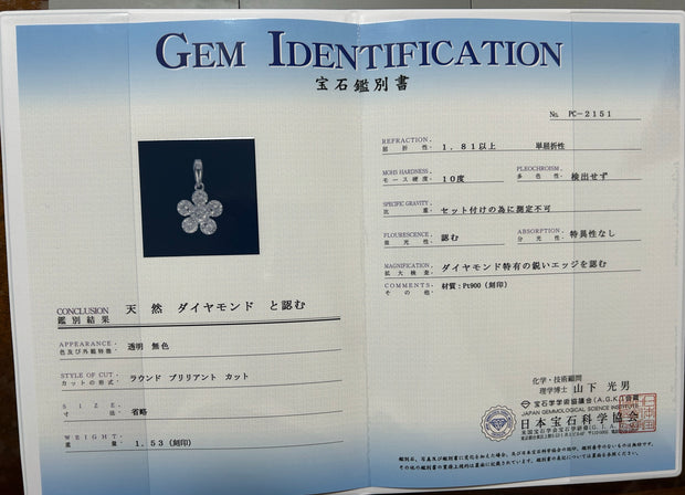 #32#1.53ct ラボグロウンダイヤモンド フラワーモチーフ ネックレス｜無改色・IGI認定ダイヤ ×  PT900/PT850ネックレス