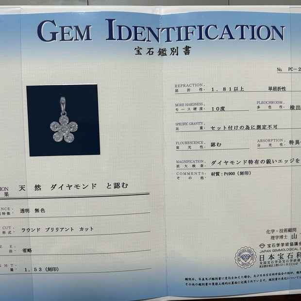 #32#1.53ct ラボグロウンダイヤモンド フラワーモチーフ ネックレス｜無改色・IGI認定ダイヤ ×  PT900/PT850ネックレス