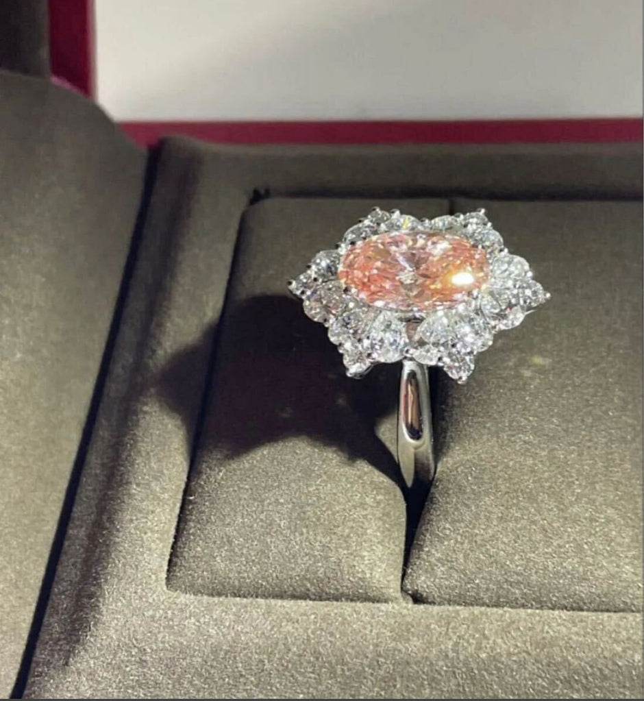 2.15ct VS1 ラボピンクダイヤ フラワーハロー リング｜無改色・IGI認定・PT950