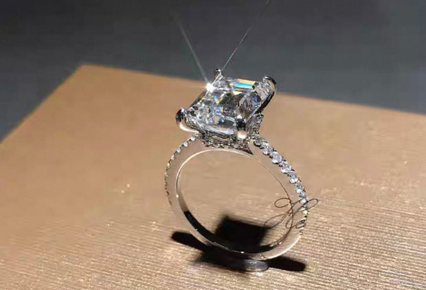 ラボグロウンダイヤモンド リング 3.5ct エメラルドカット D VVS2 PT950