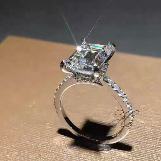 ラボグロウンダイヤモンド リング 3.5ct エメラルドカット D VVS2 PT950