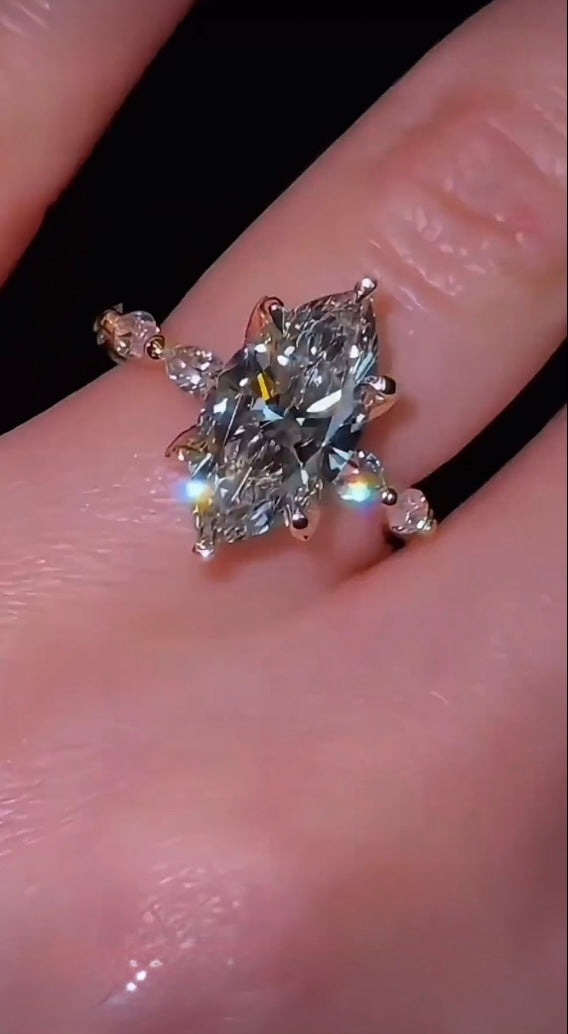 5.0ct マーキースカット ダイヤモンドリング IGI鑑定書付／無改色ラボグロウン