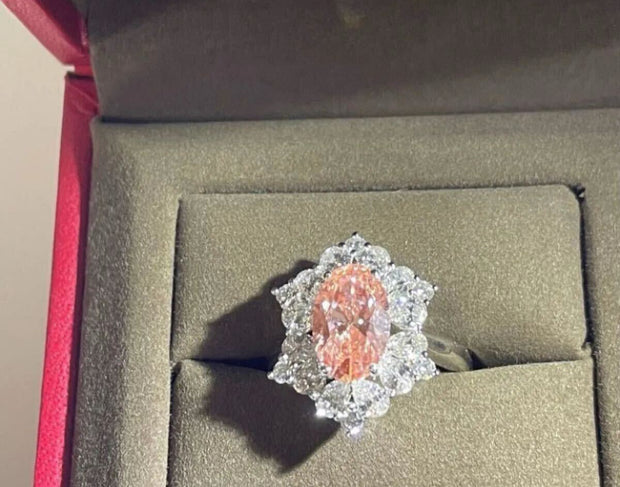 2.15ct VS1 ラボピンクダイヤ フラワーハロー リング｜無改色・IGI認定・PT950