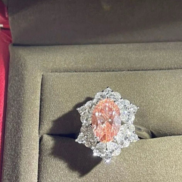 2.15ct VS1 ラボピンクダイヤ フラワーハロー リング｜無改色・IGI認定・PT950