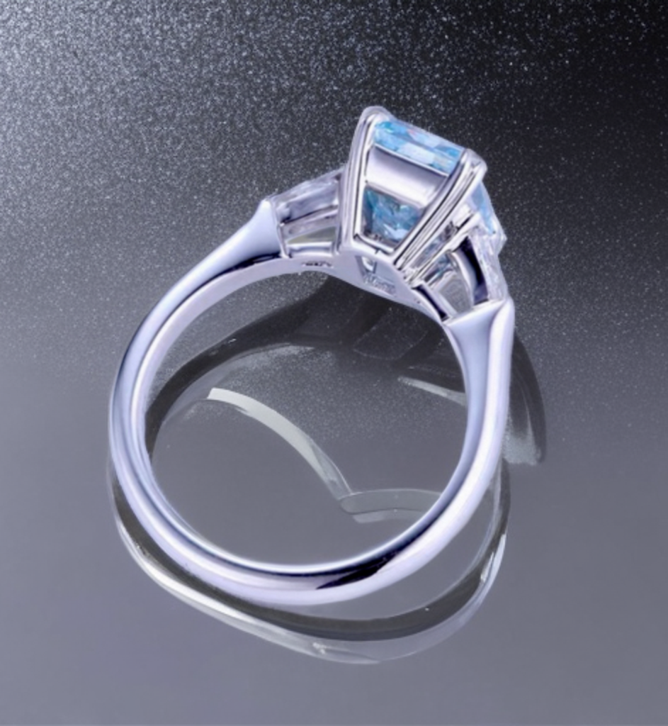 2.0ct Fancy Intense Blue VS1 ラボグロウンダイヤモンド レクタンギュラーリング IGI鑑定書付