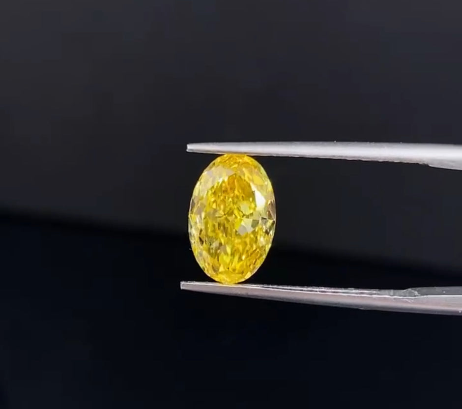 ラボグロウンダイヤモンド ハローリング 2ct Fancy Intense Yellow VS1 オーバルカット