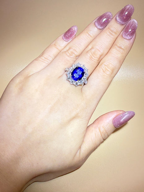 #28#🔷5.13ct S ロイヤルブルーサファイア（15％割引中）｜無改色・IGI認定ダイヤ × PT950リング
