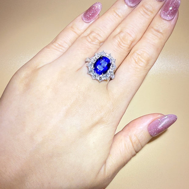 #28#🔷5.13ct S ロイヤルブルーサファイア（15％割引中）｜無改色・IGI認定ダイヤ × PT950リング