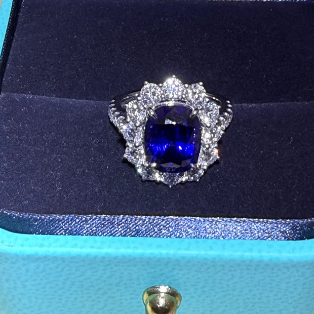 5.13ct ロイヤルブルーサファイア リング｜脇石ダイヤ・PT950