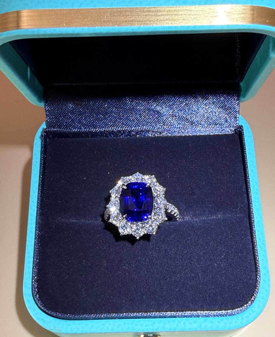 #28#🔷5.13ct S ロイヤルブルーサファイア（15％割引中）｜無改色・IGI認定ダイヤ × PT950リング