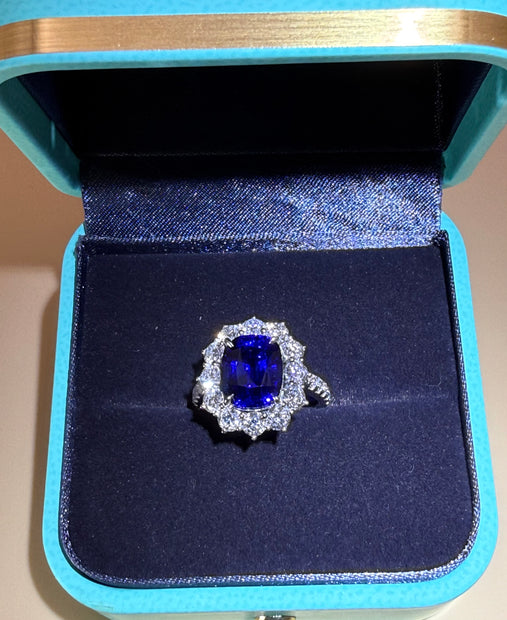 5.13ct ロイヤルブルーサファイア リング｜脇石ダイヤ・PT950