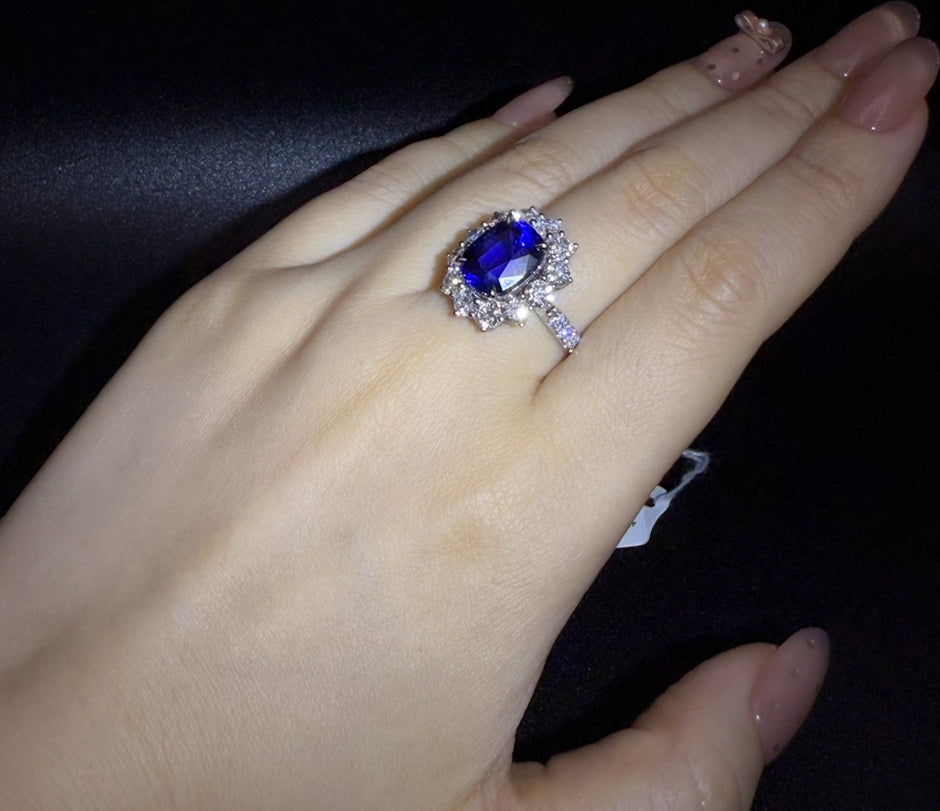 #28#🔷5.13ct S ロイヤルブルーサファイア（15％割引中）｜無改色・IGI認定ダイヤ × PT950リング