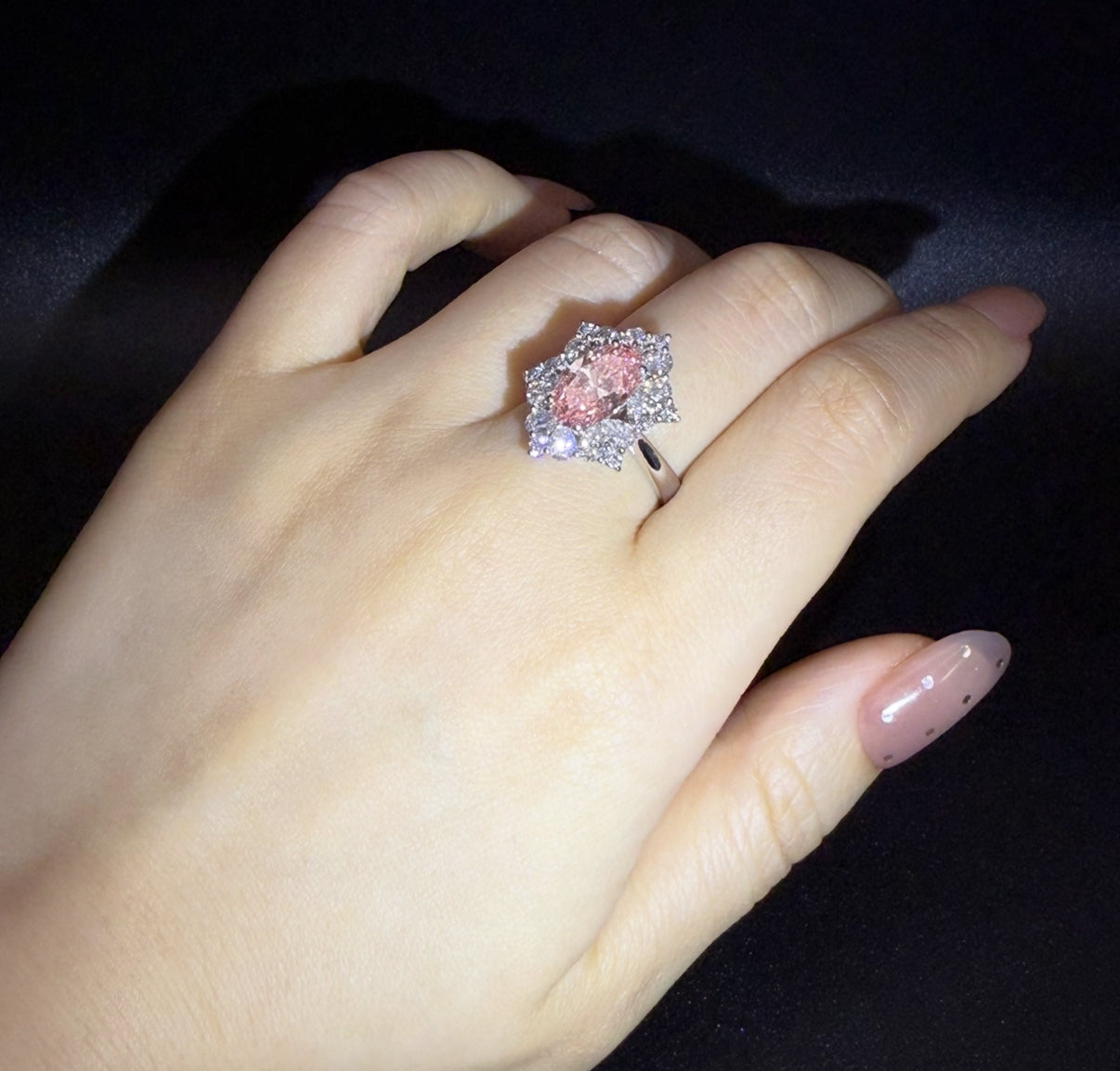 #29#2.15ct VS1 ピンクダイヤモンド×フラワーハローリング（15％割引中）｜無改色・IGI認定ラボダイヤ × PT950リング
