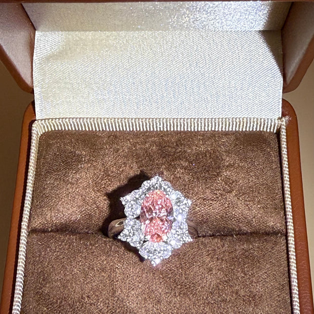 #29#2.15ct VS1 ピンクダイヤモンド×フラワーハローリング（15％割引中）｜無改色・IGI認定ラボダイヤ × PT950リング