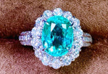 #30#2.41ct 天然パライバトルマリン×フラワーハローリングリング ｜無改色・IGI認定× PT950リング