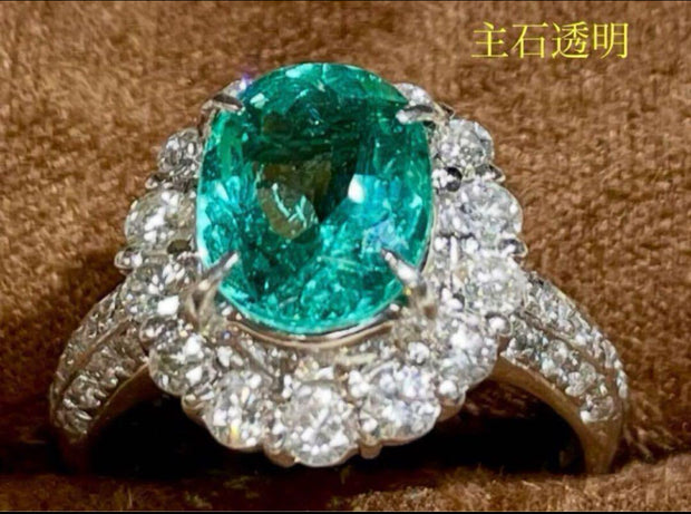 #30#2.41ct 天然パライバトルマリン×フラワーハローリングリング ｜無改色・IGI認定× PT950リング