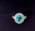 #30#2.41ct 天然パライバトルマリン×フラワーハローリングリング ｜無改色・IGI認定× PT950リング