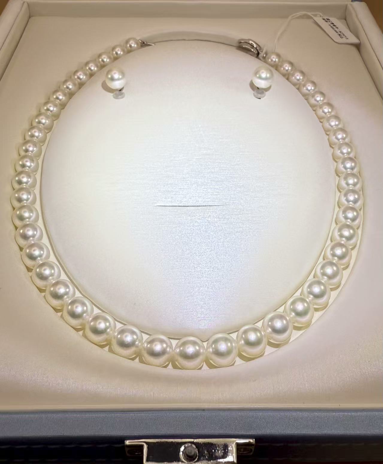 【アコヤ真珠】花珠グレード 鑑別書付 ネックレス＆ピアスセット（8.0〜9.5mm）稀少大珠