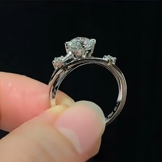 1.84ct Dカラー VS1 ラウンドブリリアント ハイセッティング リング｜無改色ラボダイヤ・IGI認定・PT950