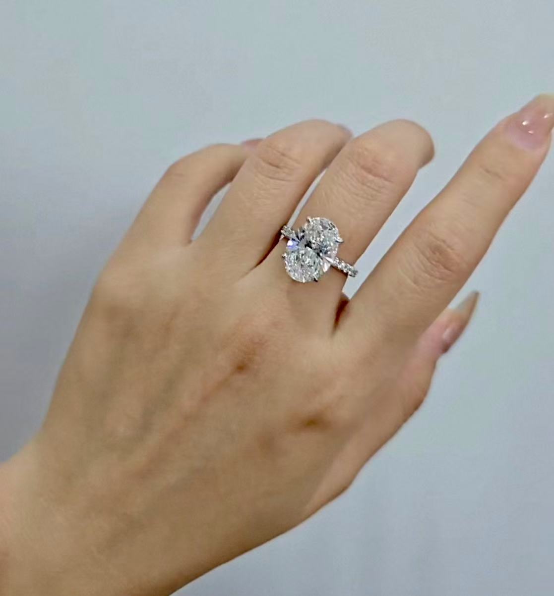 #21#4.01ct D VS1ハーフエタニティ×オーバルカットラボダイヤリング｜無改色・IGI認定ダイヤ × PT950リング