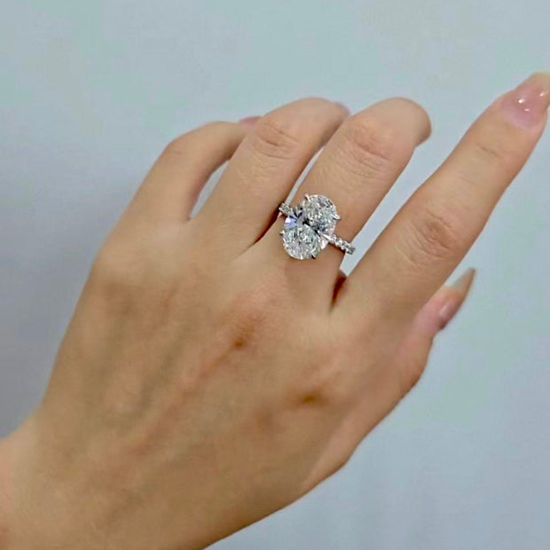 #21#4.01ct D VS1ハーフエタニティ×オーバルカットラボダイヤリング｜無改色・IGI認定ダイヤ × PT950リング