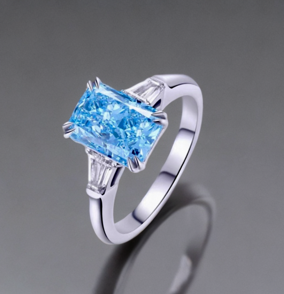 #order-06#2.04ct fancyblue・スクエアカット・サイドリング
