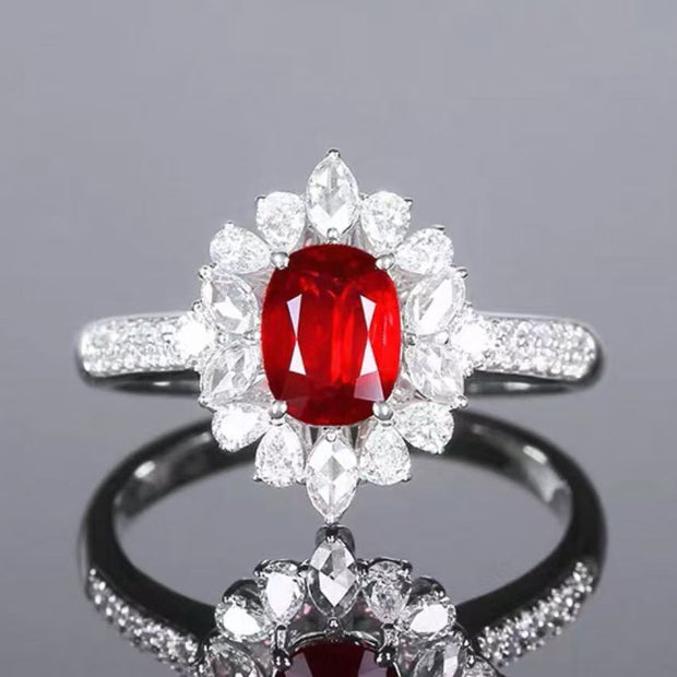 5.0ct ピジョンブラッド培育ルビー クッションカットリング GRC鑑別書付