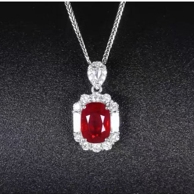 5.0ct ピジョンブラッド培育ルビー オーバルカットペンダント GRC鑑別書付