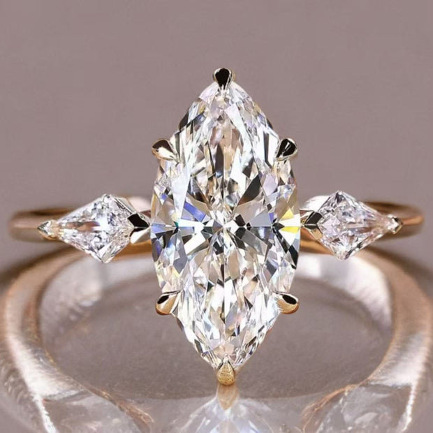 無改色5.0ct D/VS1 ラボグロウンダイヤモンド マーキスカットリング IGI鑑定書付