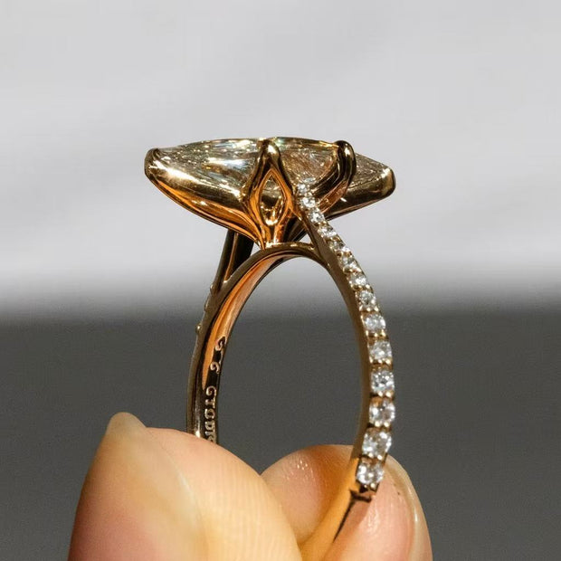 無改色3.0ct E/VVS2 ラボグロウンダイヤモンド マーキスカットリング IGI鑑定書付