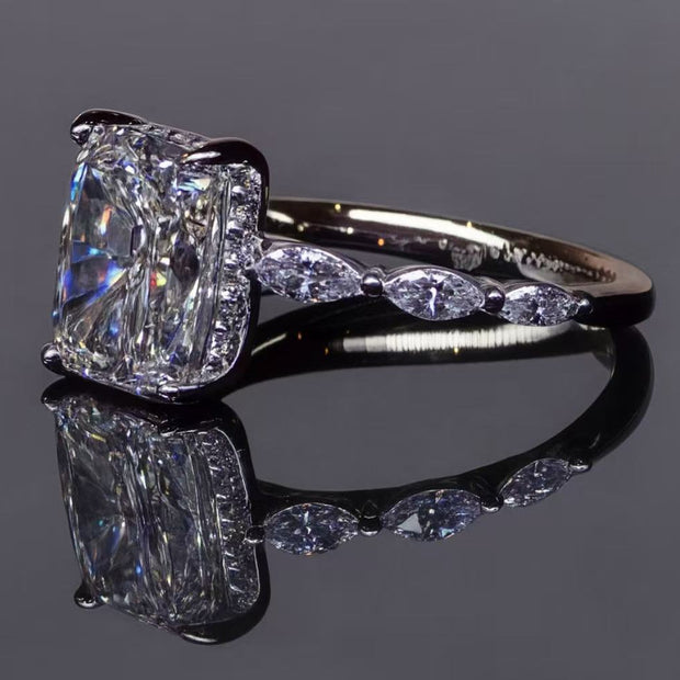 無改色ラボグロウンダイヤモンドリング 5ct D VS1 クッションカット