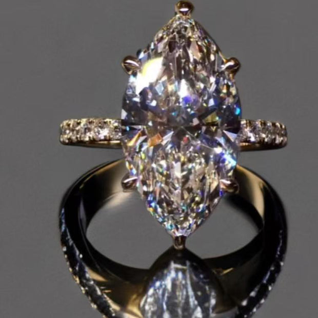 無改色ラボグロウンダイヤモンドリング。5カラット Dカラー マーキスブリリアント