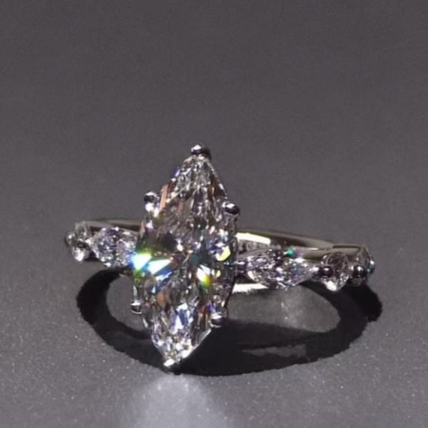 無改色ラボグロウンダイヤモンド リング 5.01ct D VS1 マーキスブリリアント