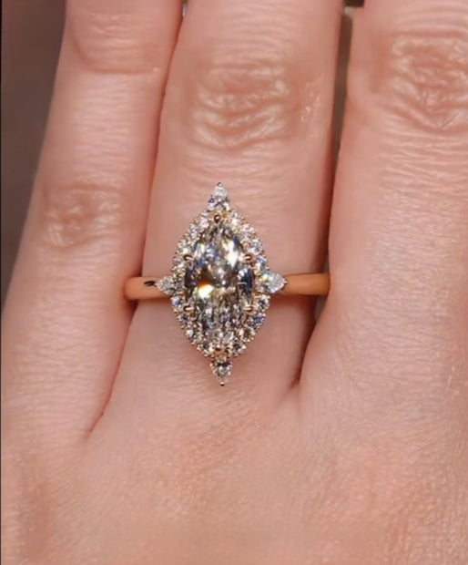 #order-22#5.01ct ラボグロウンダイアモンド・マーキースカット・ハローリビング