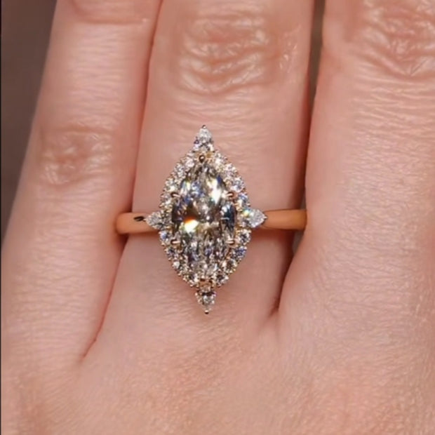 #order-22#5.01ct ラボグロウンダイアモンド・マーキースカット・ハローリビング