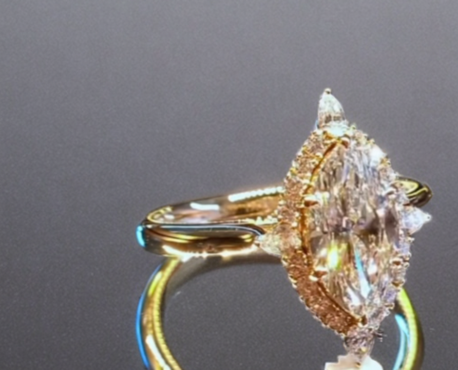 #order-22#5.01ct ラボグロウンダイアモンド・マーキースカット・ハローリビング