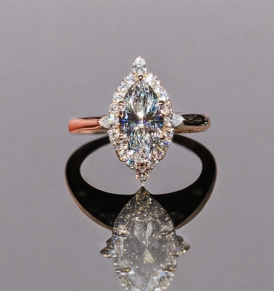 #order-22#5.01ct ラボグロウンダイアモンド・マーキースカット・ハローリビング