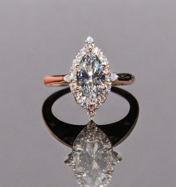 #order-22#5.01ct ラボグロウンダイアモンド・マーキースカット・ハローリビング