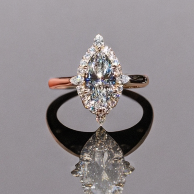 無改色ラボグロウンダイヤモンド リング 5ct D VS1 マーキスブリリアント