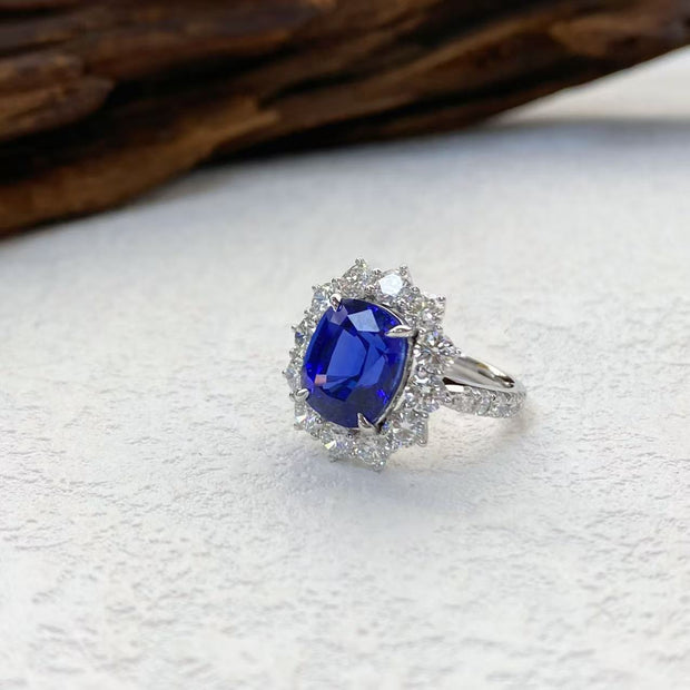 #28#🔷5.13ct S ロイヤルブルーサファイア（15％割引中）｜無改色・IGI認定ダイヤ × PT950リング