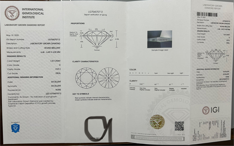 #a&b#1.03ct×2 D VVS2 ラボグロウンダイヤモンド 一粒ピアス｜無改色・IGI認定ダイヤ × PT950リング