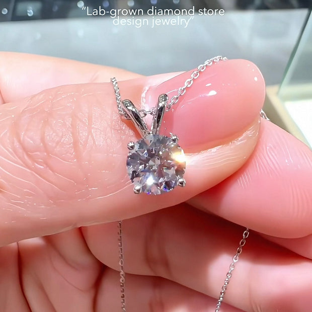#34#1.83ct F VS1 ラボグロウンダイヤモンド ソリティアネックレス45㎝調整可能｜無改色・IGI認定ダイヤ × PT950リング